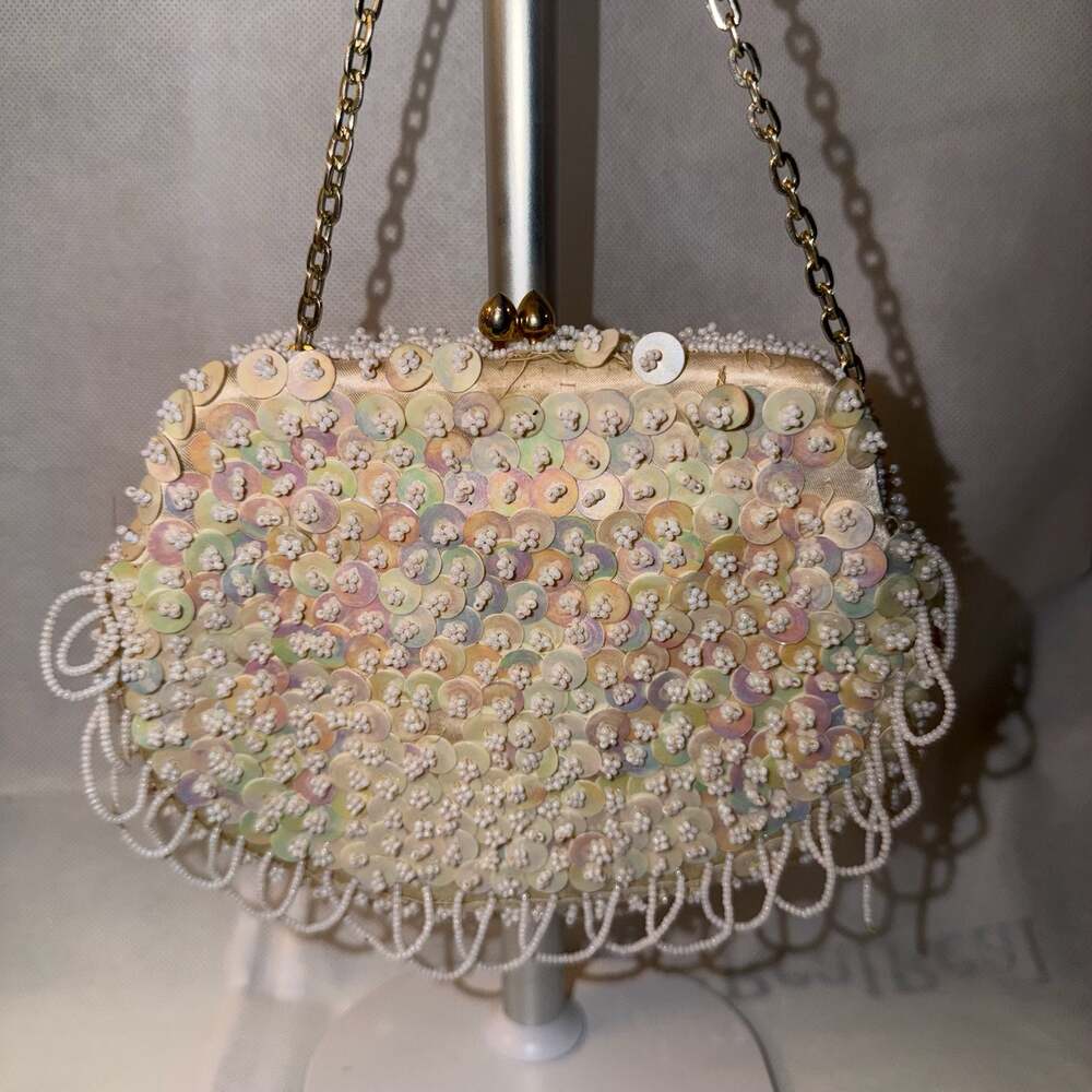 Vintage La Regale Ltd Beaded Sequined Evening Bag Clutch Purse